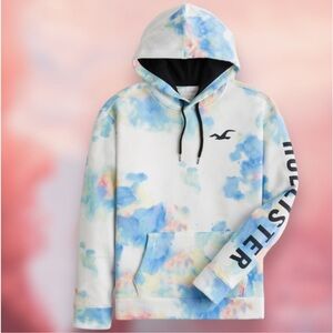 Hollister Men's Tie-Dye watercolor logo graphic Hoodie sweatshirt extra large XL